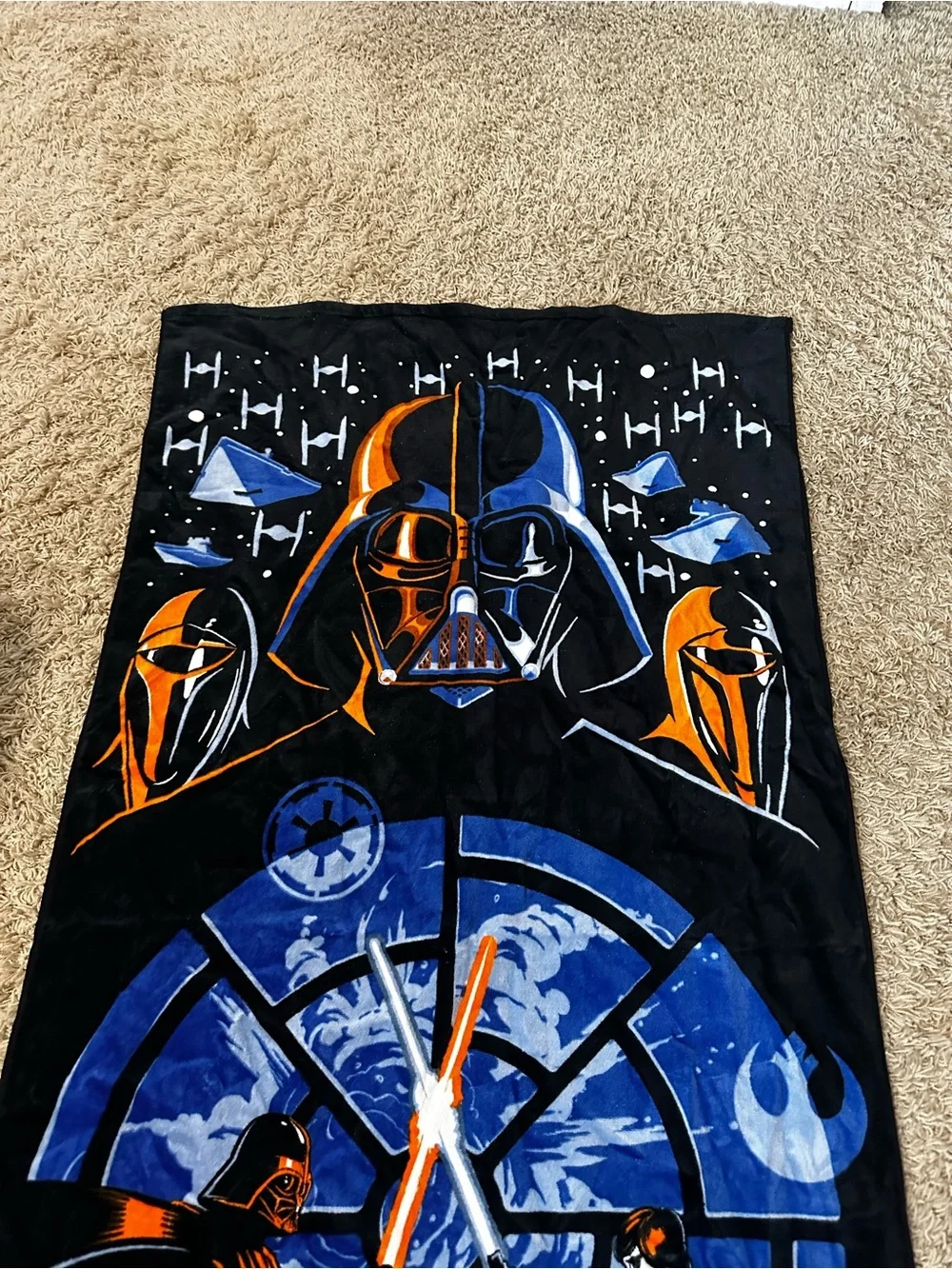 Star Wars Darth Vader vs Luke Lightsaber Beach Towel